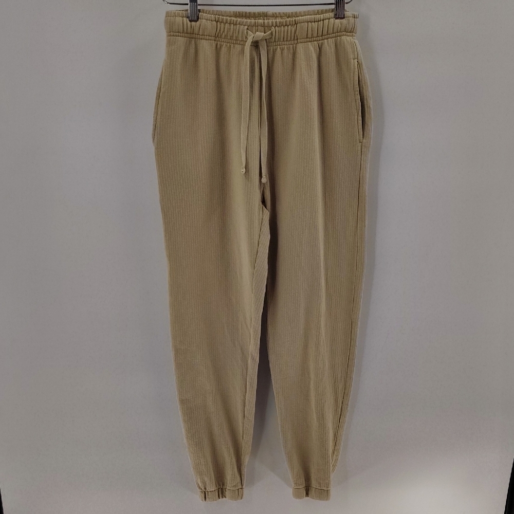 South Moon Under Isla Ona Tan Cotton Joggers Size Small Ribbed Pockets